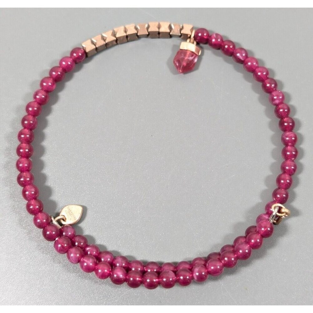 Keep Collective Pink Beaded Copper Tone‎ Wrap Bracelet Western Boho 7.5 in